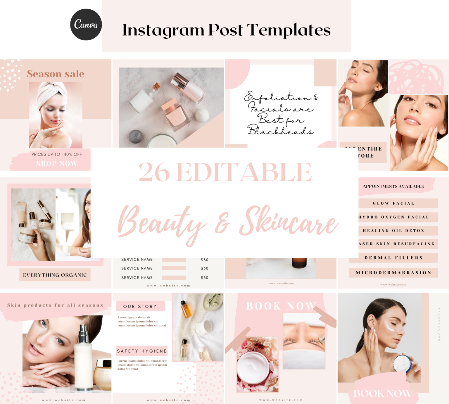 Beauty Instagram templates Canva