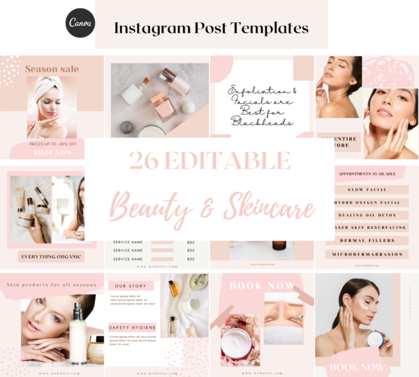 Beauty & skincare Instagram post templates 1