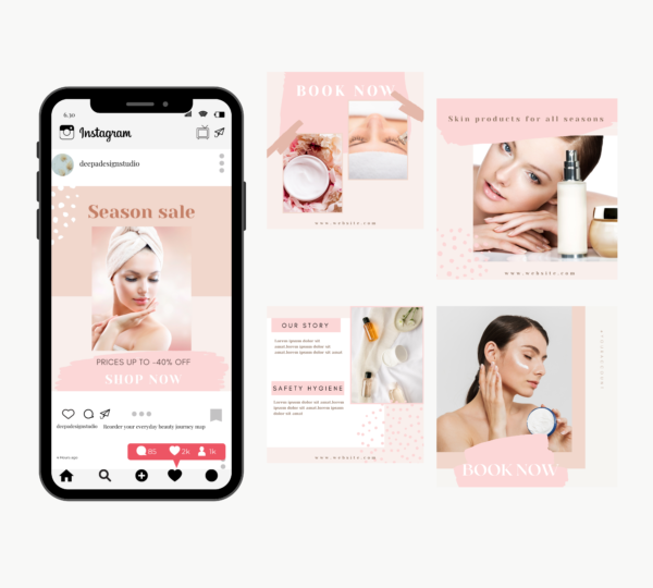 Beauty & skincare Instagram post templates 2