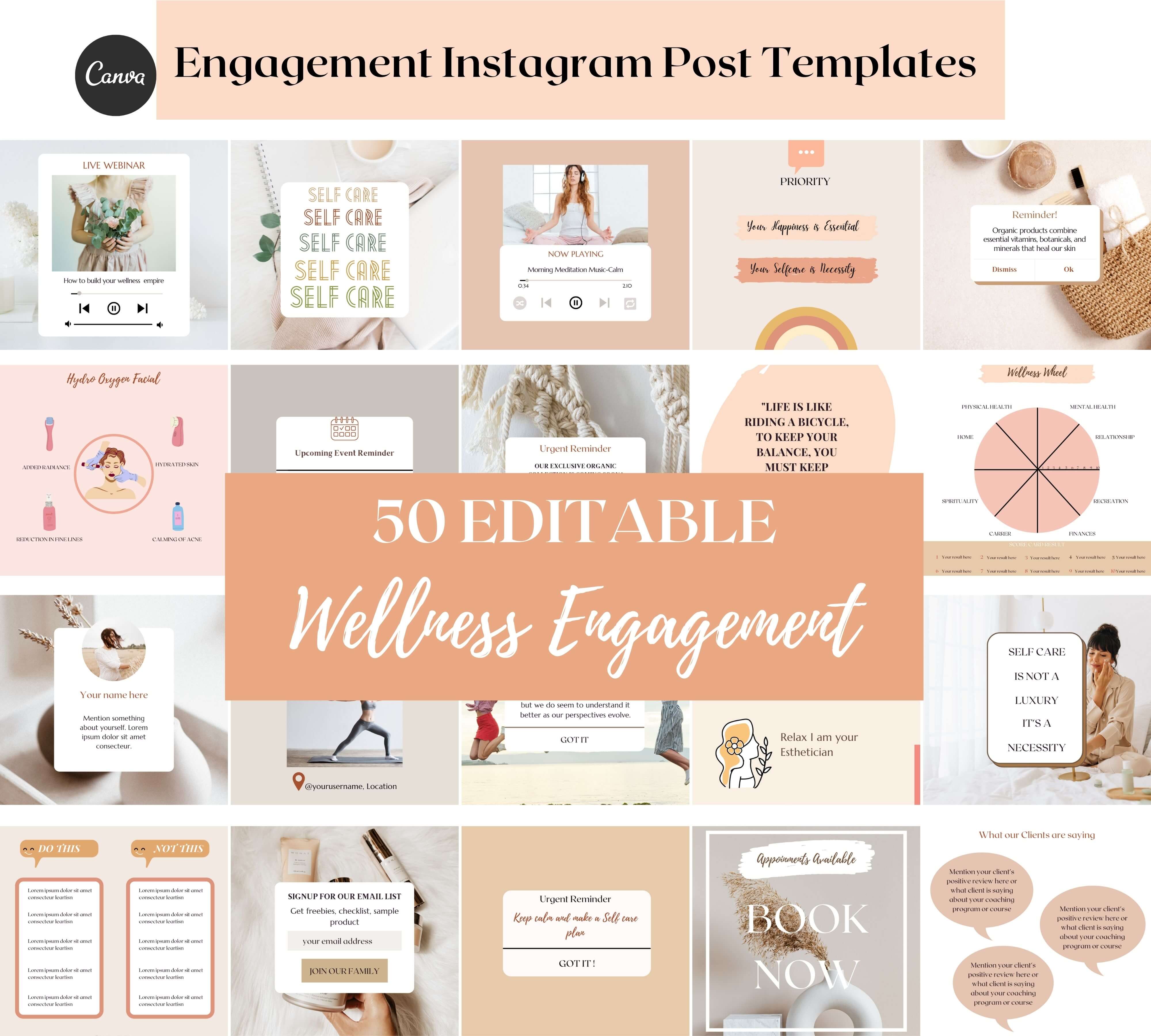 Wellness Instagram engagement templates