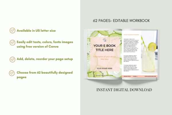 health and wellness Ebook Workbook Template Canva