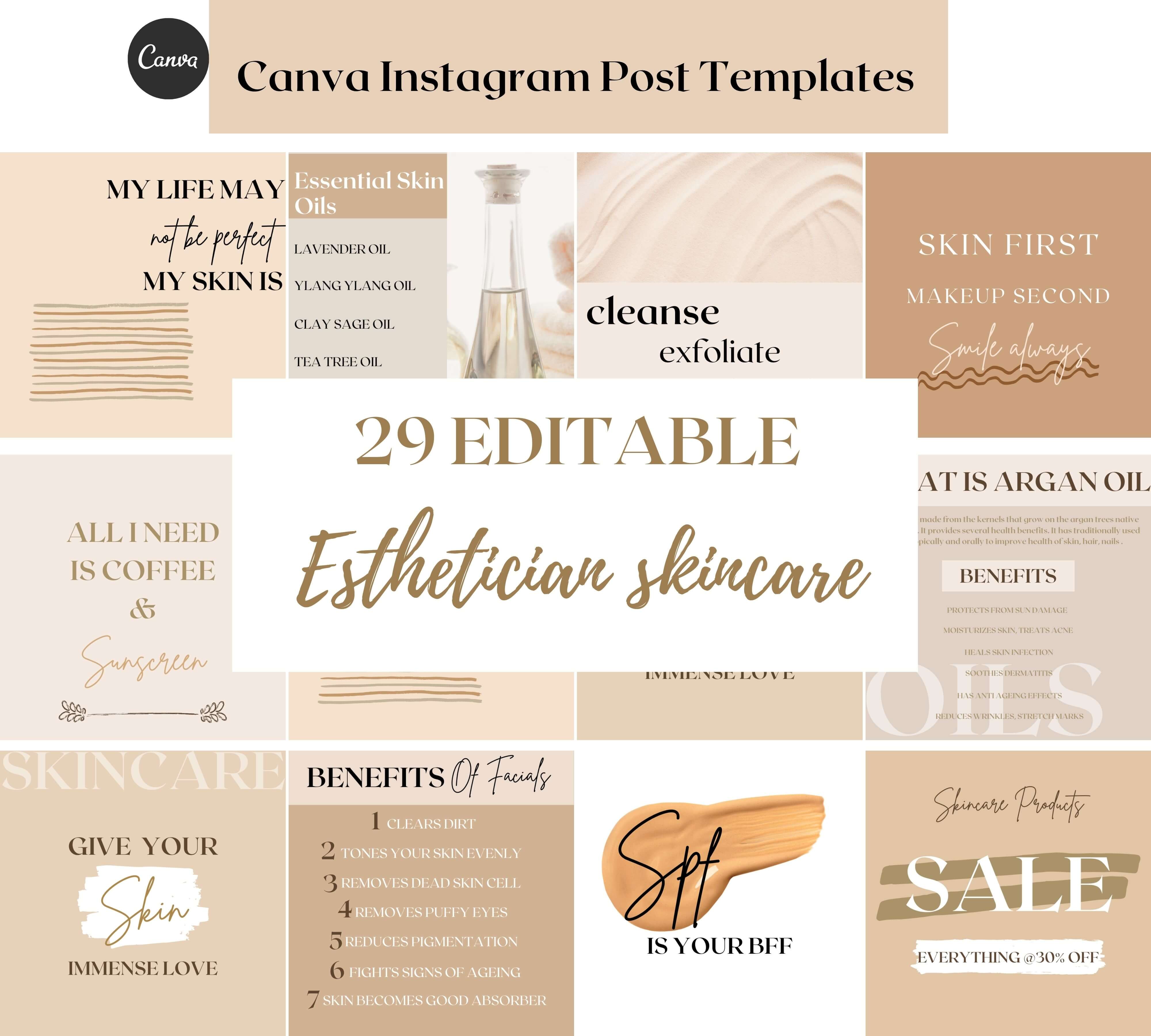 Esthetician canva Instagram templates