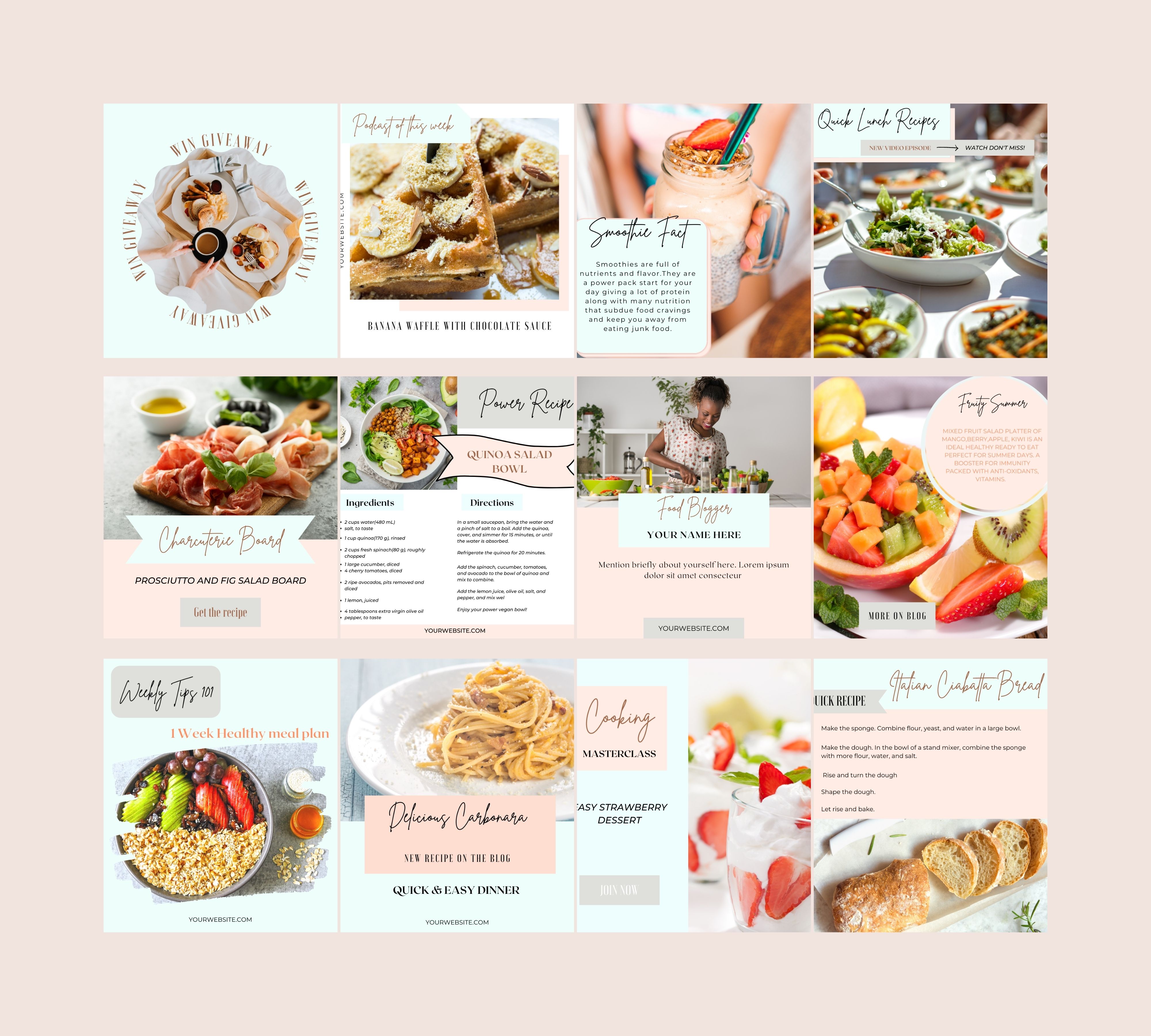 Food blogger Instagram templates