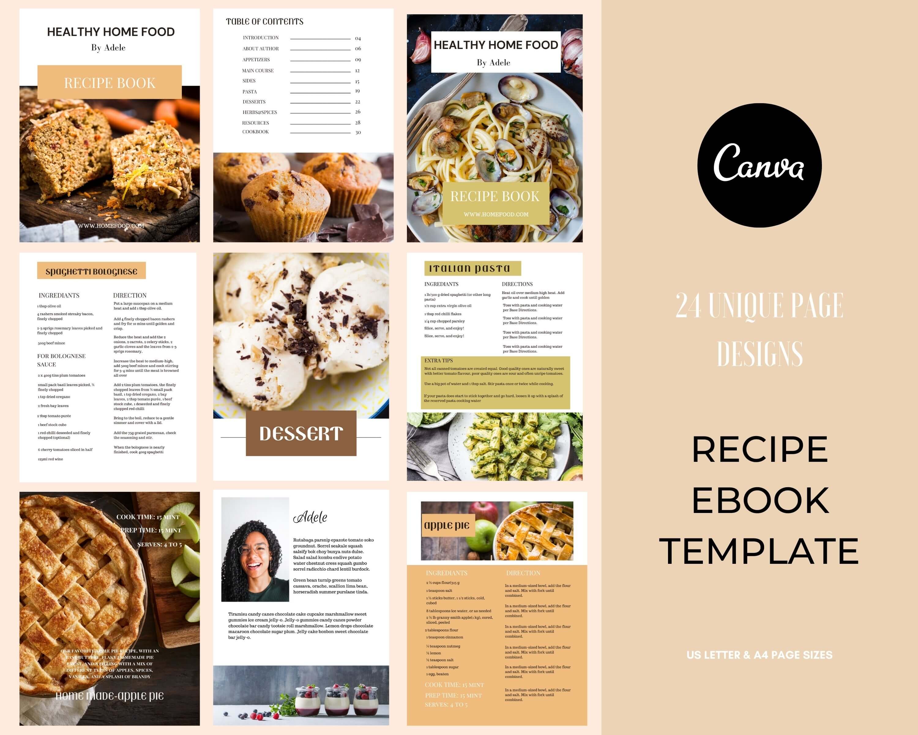 Recipe Ebook template for canva