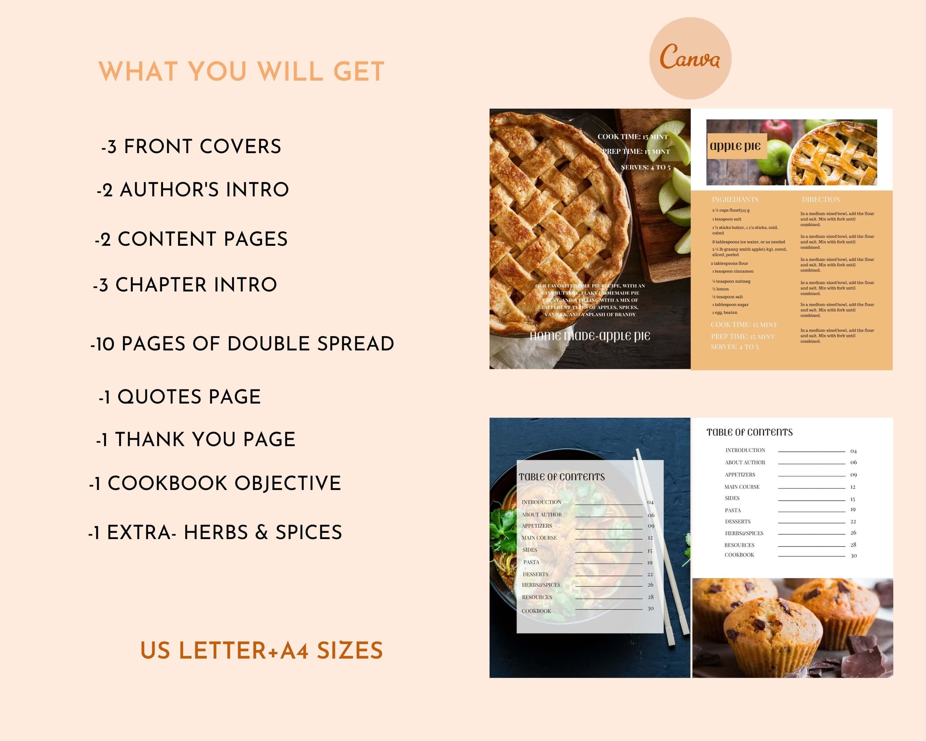 Recipe Ebook template for canva