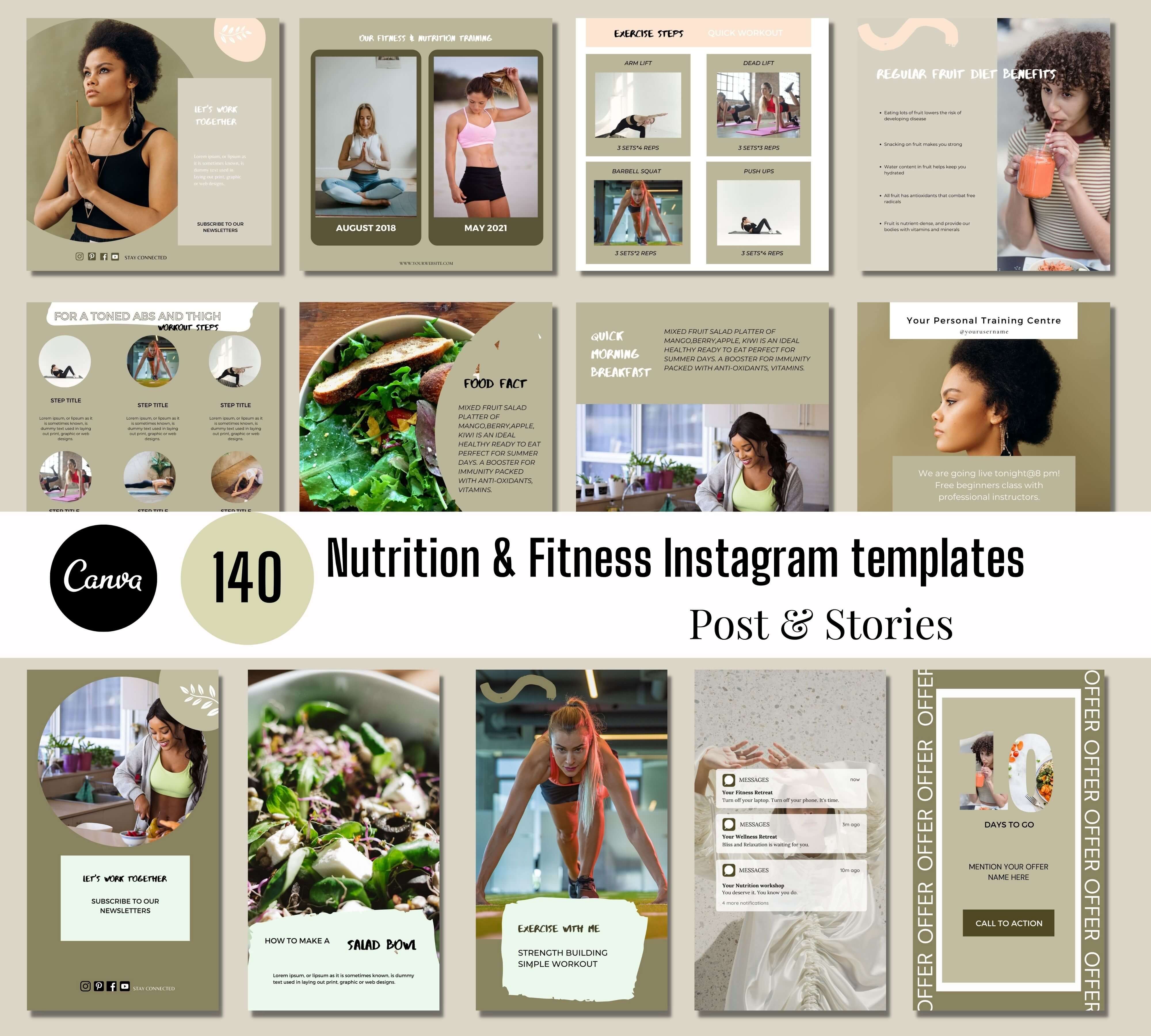 nutrition fitness instagram templates health