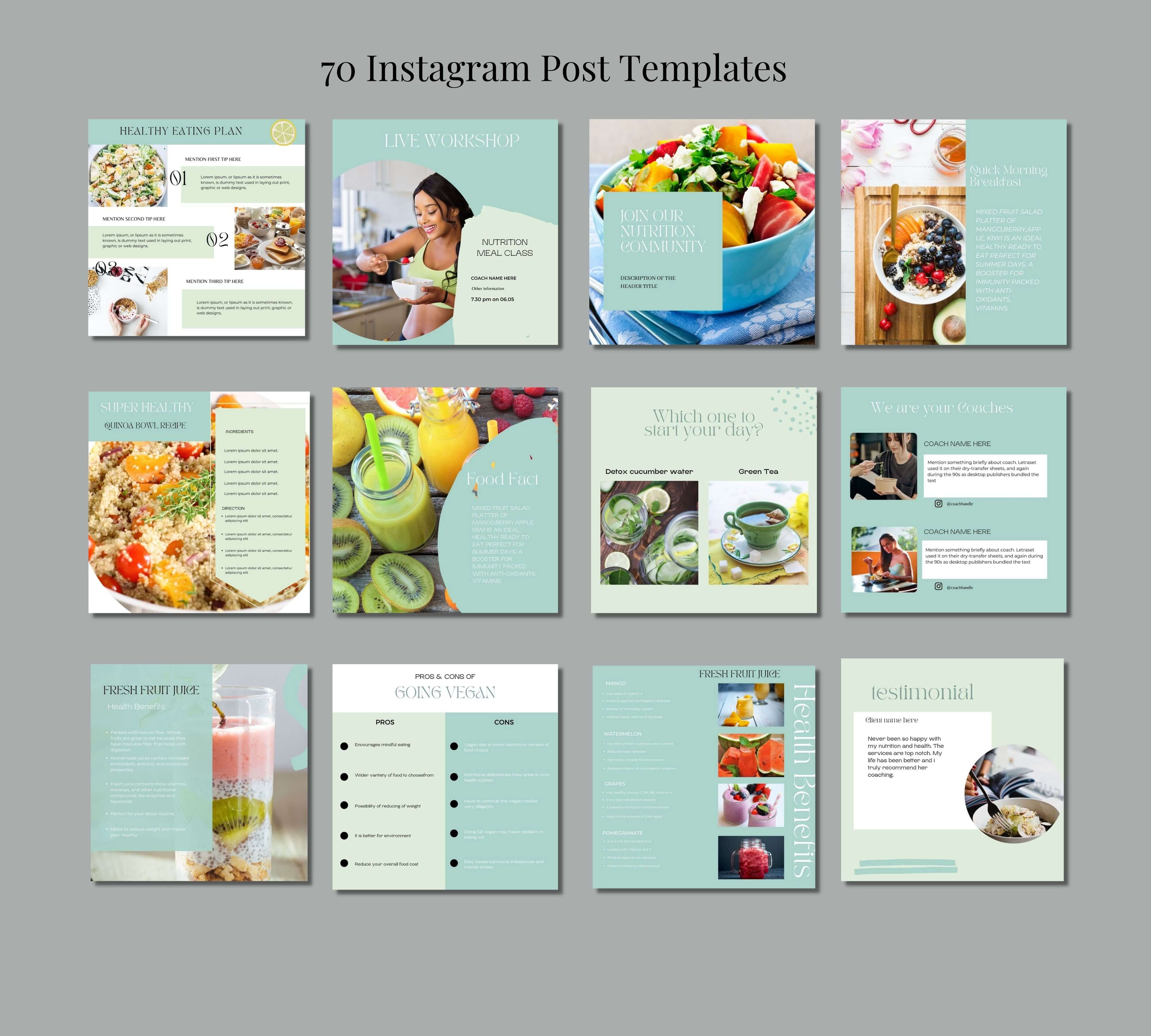 nutrition health instagram templates