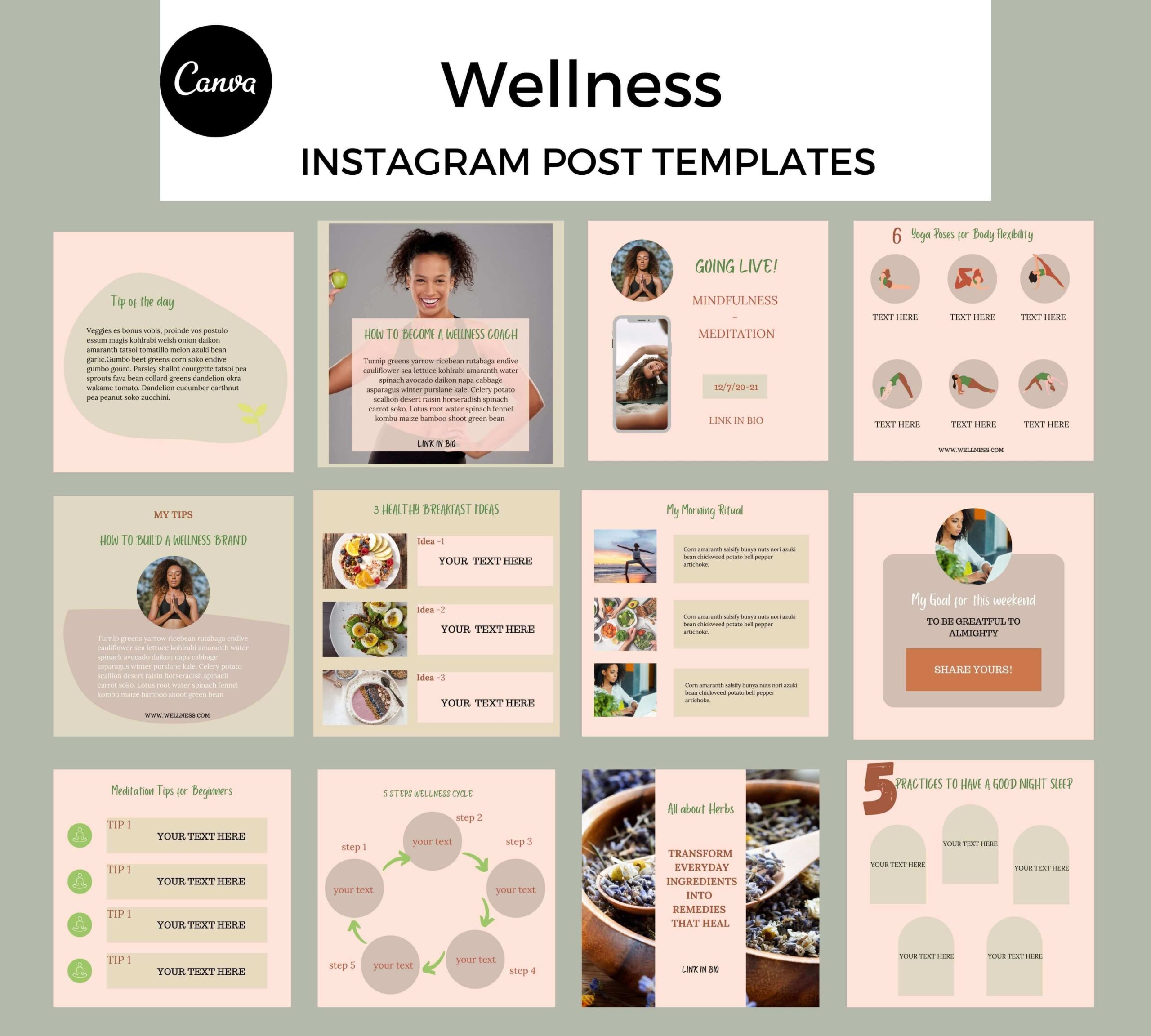 50 Wellness Instagram Templates