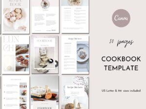 minimal cookbook template canva