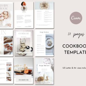 minimal cookbook template canva