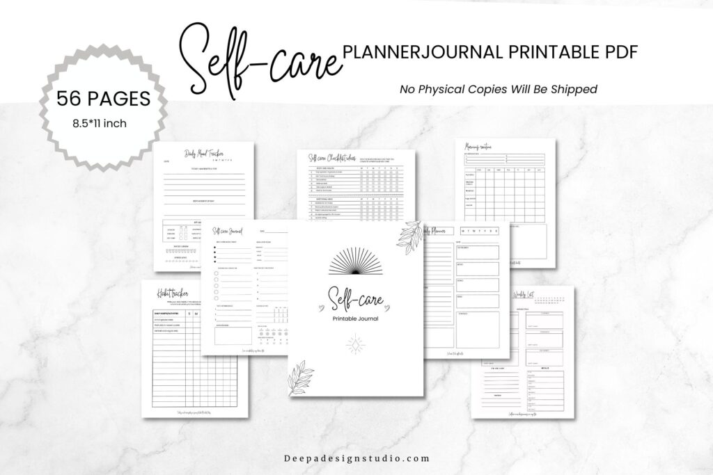 self care planner printable journal self care checklist