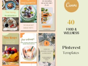 40 Food Pinterest templates Canva food wellness