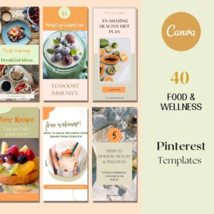 40 Food Pinterest templates Canva food wellness