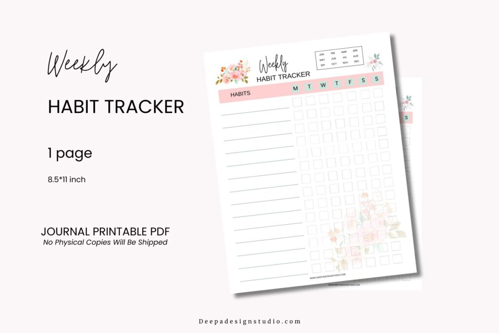 1 page weekly habit tracker printable