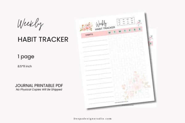 1 page weekly habit tracker printable