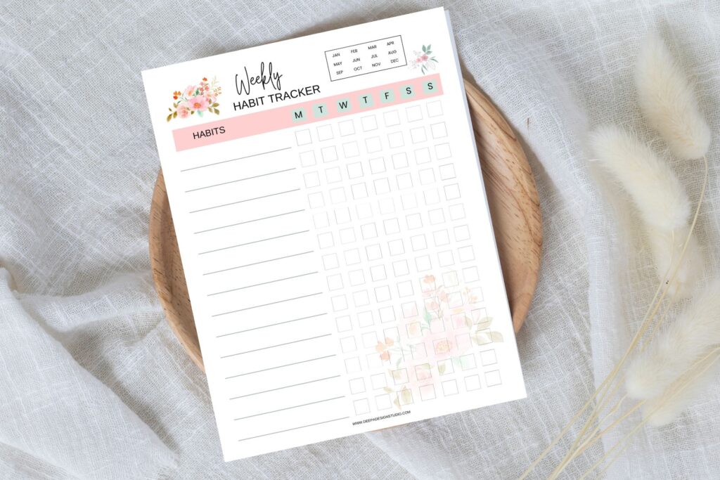 1 page weekly habit tracker printable