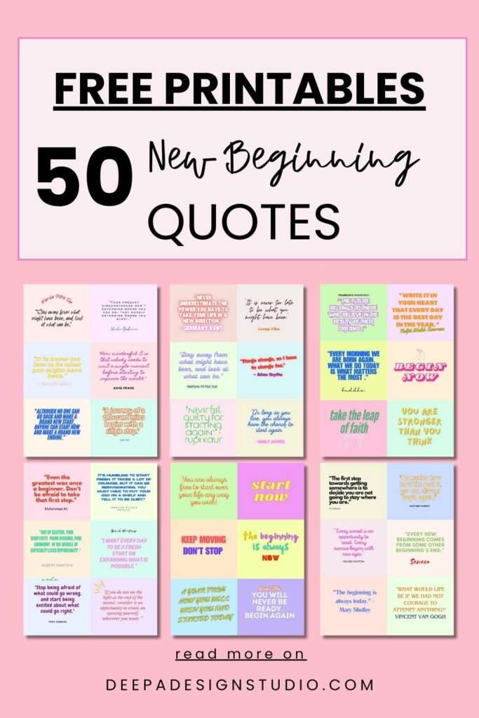 free printables PDF - NEW beginning Quotes - Deepa -design - studio