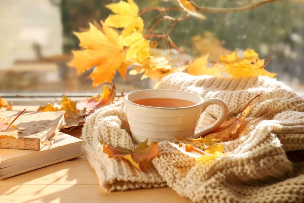 fall self care - hot beverage tea - Canva images