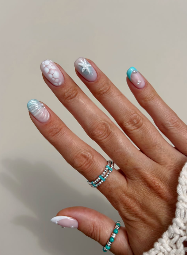 ocean inspired end of summer nails beach nail art for august 