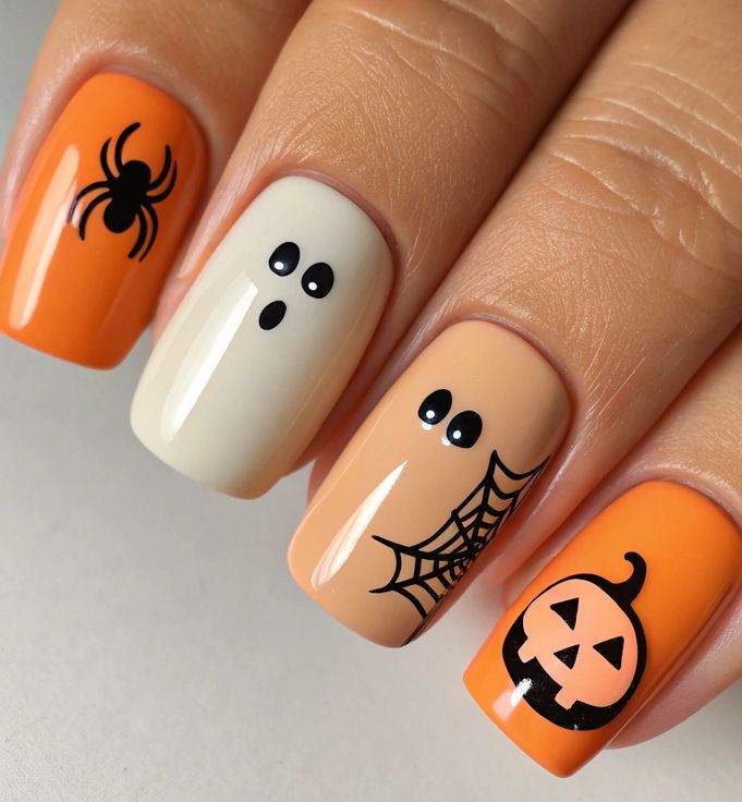 playful halloween nail art ideas pumpkin nails