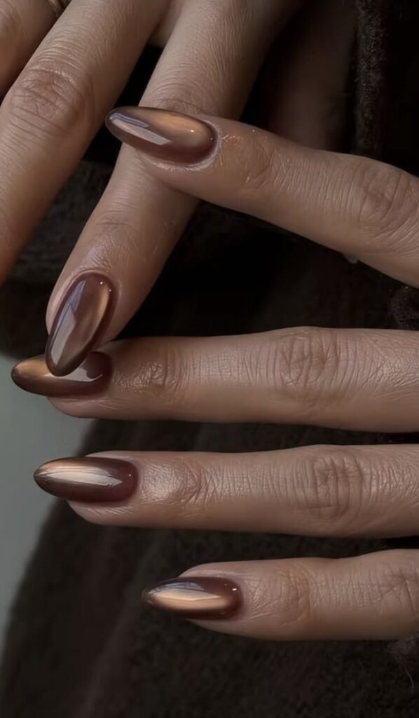 brown cat eye nails