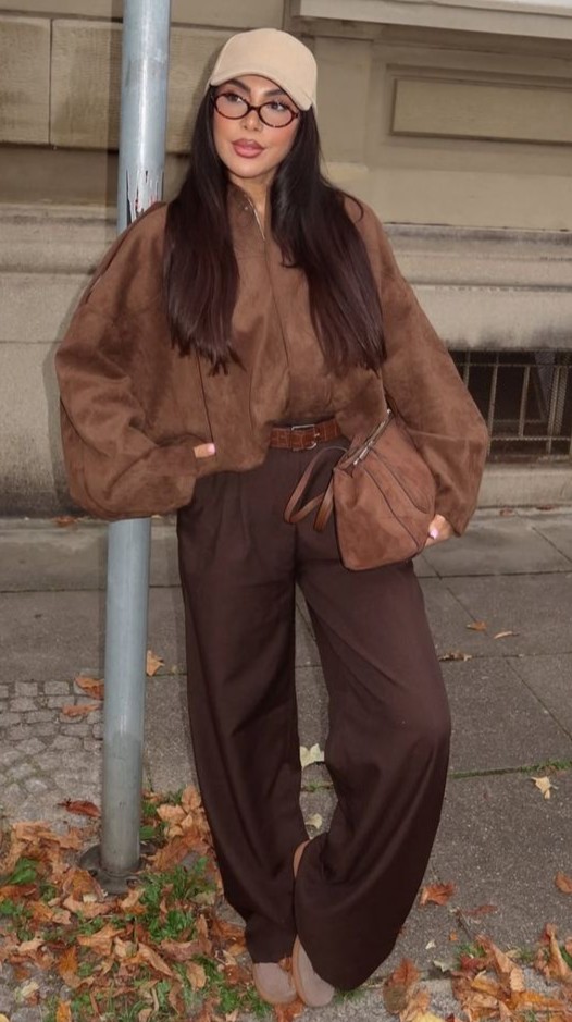 Brown Suede Fall Street Style Outfit