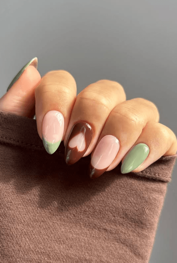 autumn heart nails
