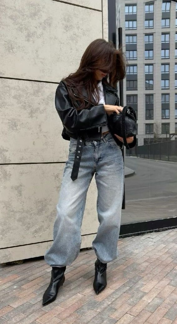 autumn outfit leather street style for fall looks