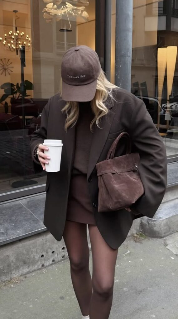 brown monochrome outfit Fall style