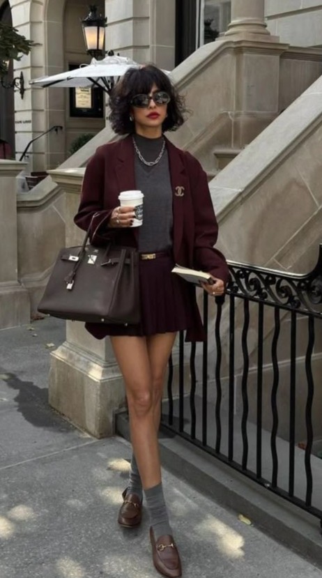 chic autumn outfit women preppy style outfit