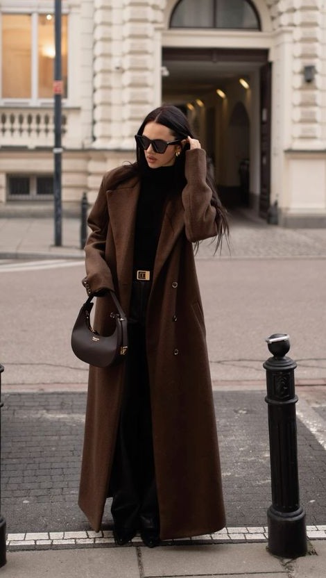 chocolate maxi coat winter wear old money outfits
