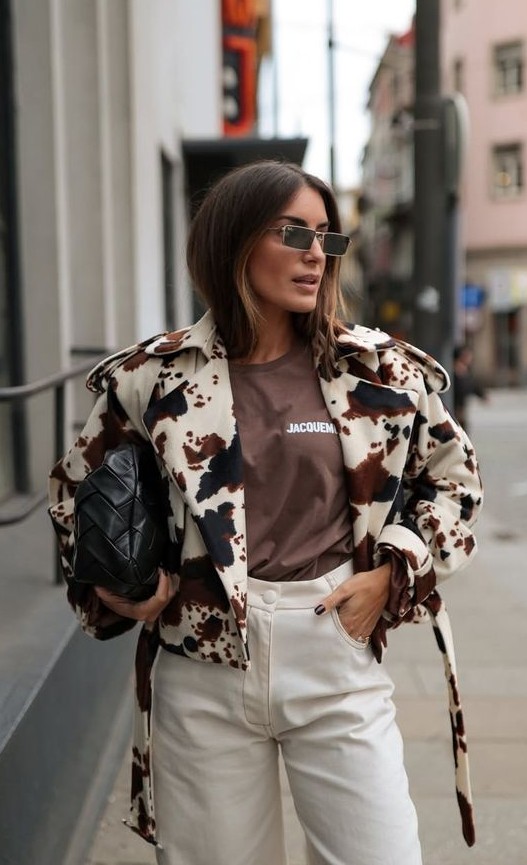 cow print jacket autumn fall outfit