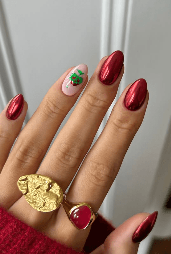 early autumn red nail inspo