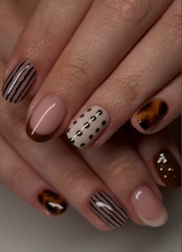 fall nails tortoiseshell nails gel art