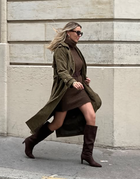 fall outfit minimalist fashion, olive coat, girl outfit inspiration, Parisienne