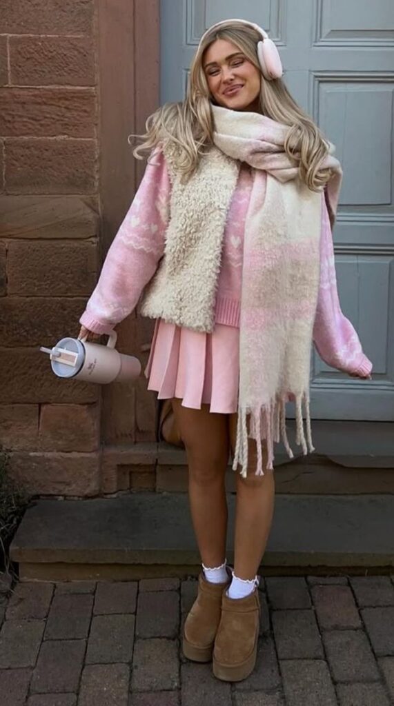 pink fall outfits old money aesthetic