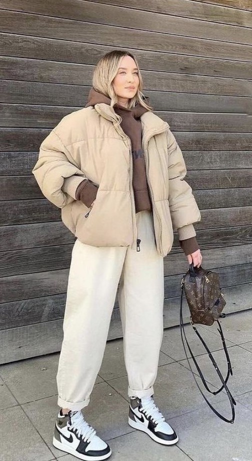 puffer jacket winter fashion outfit