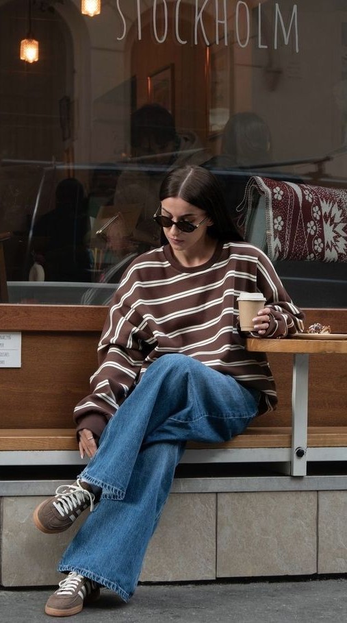 striped sweater outfit winter fashion