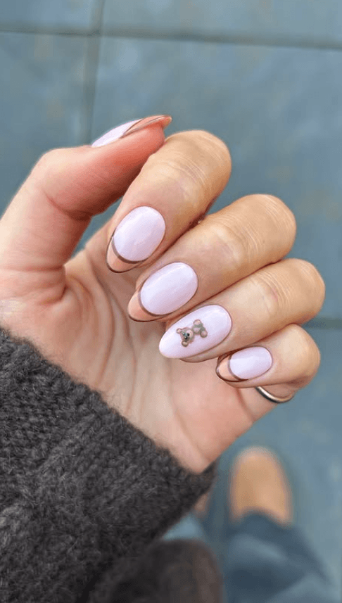 almond nails nude clear nail design