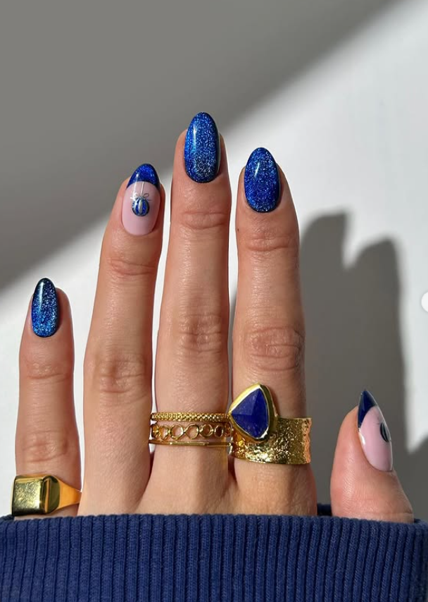 aura nails Blue nails xmas nails