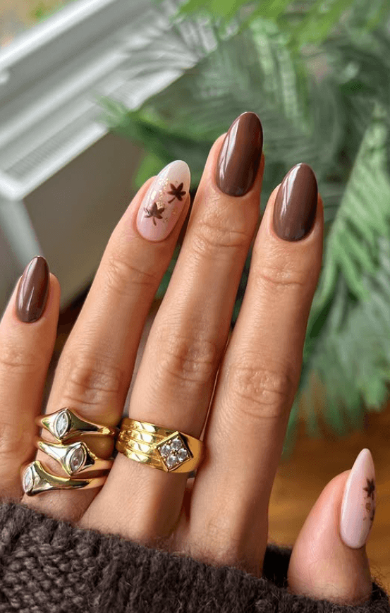 autumn leaves nails chocolate nail color