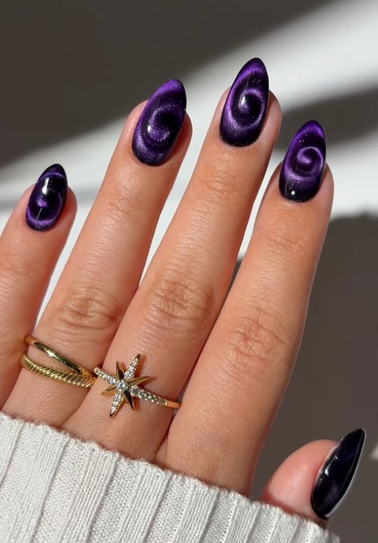 cat eye swirl nails @simlynail