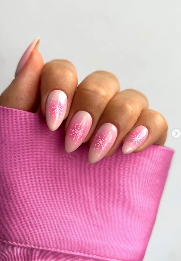 dusty pink ombre nails for Christmas winter nails