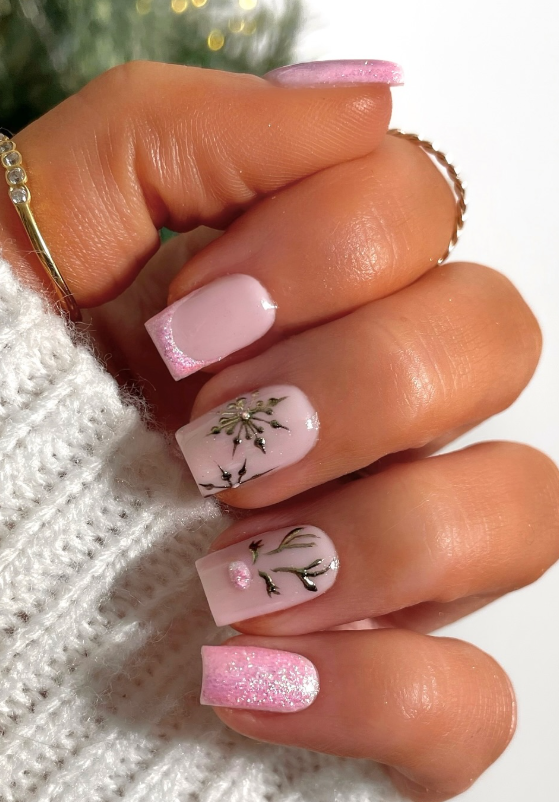 festive French reindeer nails @by_hannahtaylor