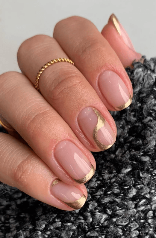 gold French tips nails @isabelmaynails