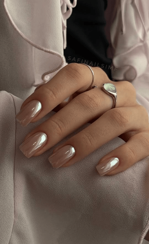 gold chrome nails