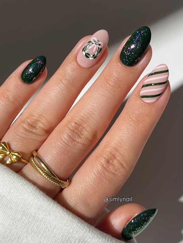 green and pink nails @simlynail