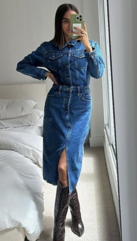 long sleeve denim dress
