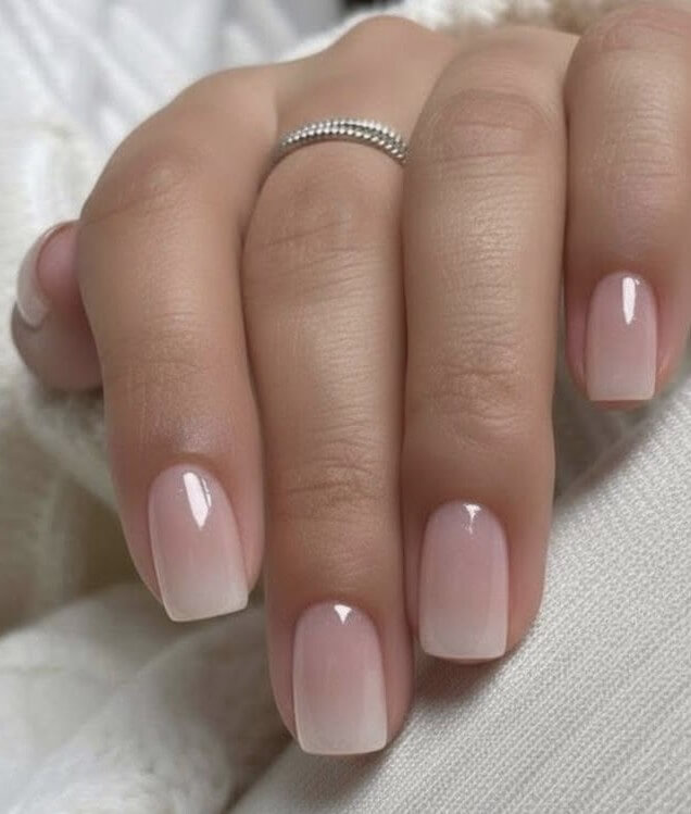 milky white pink ombre nails