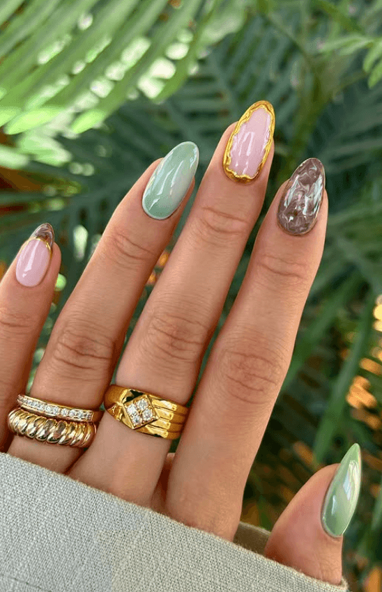 mint green ombre nails for Thanksgiving November
